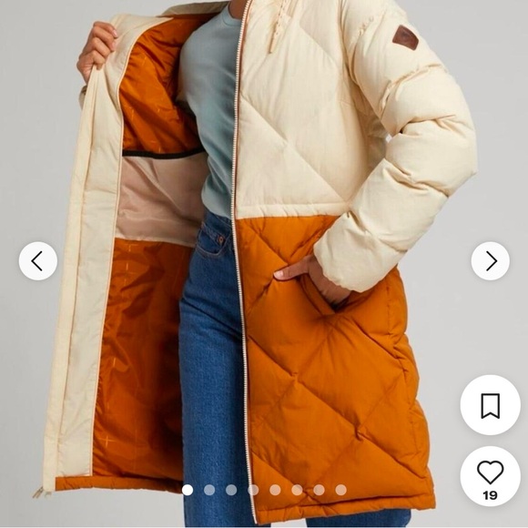 BURTON (Brown & Cream Puffer Jacket Long) Women’s XS - Picture 5 of 5